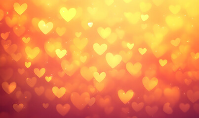 Warm, glowing heart bokeh background perfect for Valentine's Day, romantic projects, or celebratory designs.