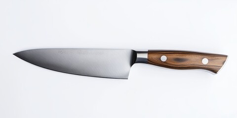 Kitchen knife positioned elegantly against a white background, highlighting the sharp design of this kitchen knife. Perfect for showcasing the essential kitchen knife in culinary settings.