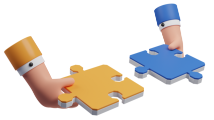 Jigsaw puzzle blue and yellow piece for connect. business connection concept.