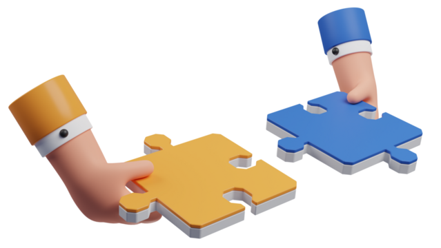 Jigsaw puzzle blue and yellow piece for connect. business connection concept.