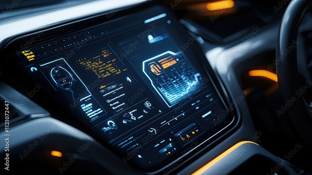 Aufkleber a futuristic dashboard interface concept with clean copy space.