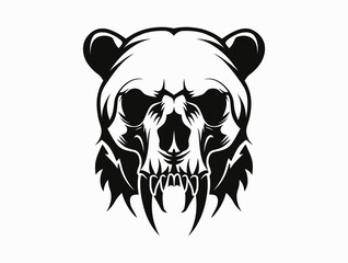 Polar bear Skull Playing silhouette vector illustration