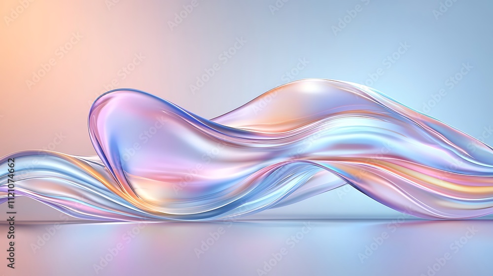 Poster fluid waves of colorful light abstract art creating a calm and vibrant atmosphere