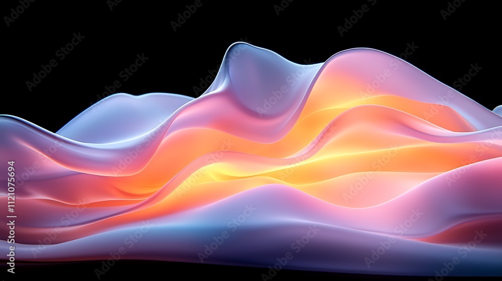 Poster creative visualization of dynamic fluid waves vibrant close-up abstract art