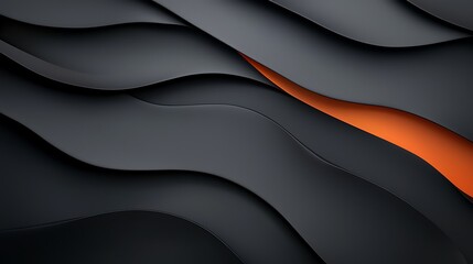 Fototapeta premium Abstract dynamic black and orange waves modern digital art with visual impact