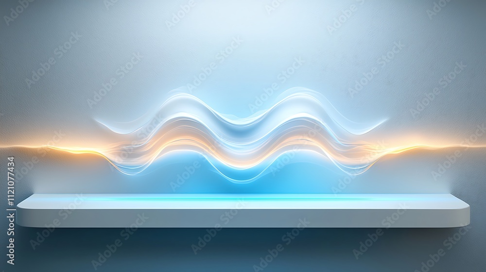 Poster dynamic sound wave visualization modern studio digital art abstract close-up innovation