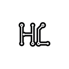 HL monogram logo design letter text name symbol monochrome logotype alphabet character simple logo
