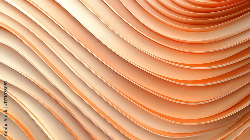 Poster flowing curved patterns abstract design digital art warm tones close-up view modern aesthetics
