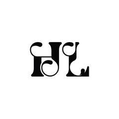HL monogram logo design letter text name symbol monochrome logotype alphabet character simple logo