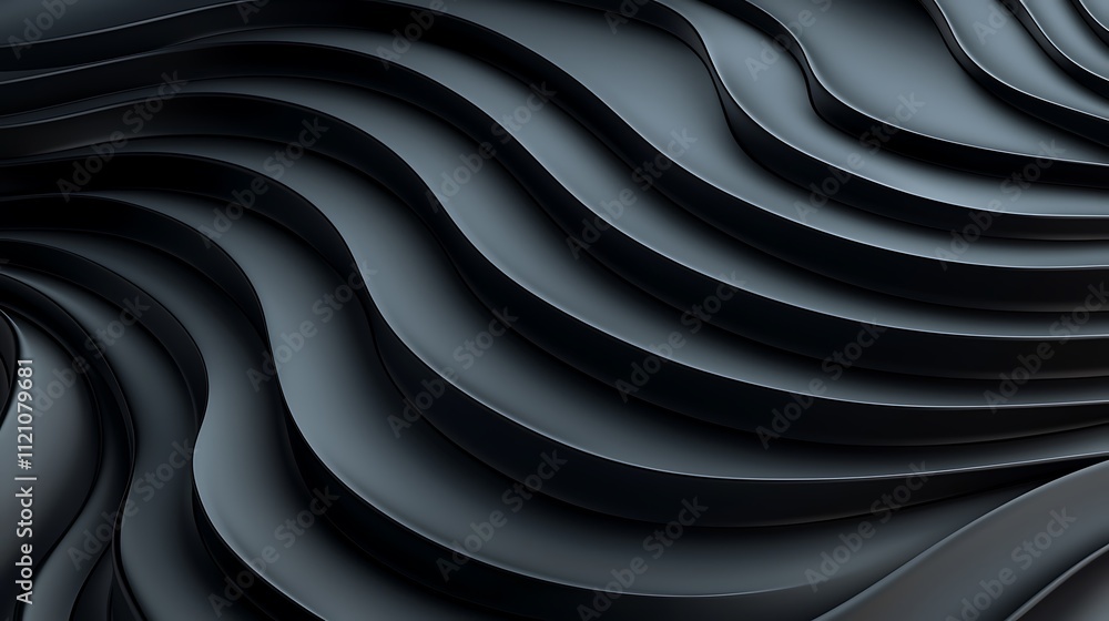 Poster close-up view of dynamic wave patterns in black abstract art digital design aesthetics