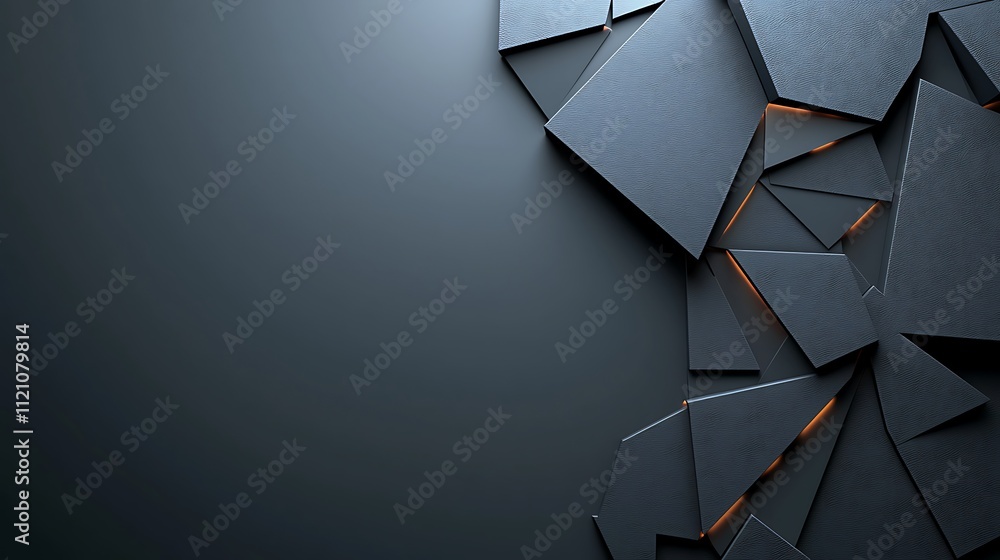Poster geometric shapes in dynamic abstract design creative digital artwork on dark background