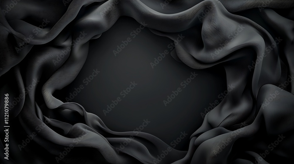 Poster elegant black fabric flowing texture in studio setting with dark mood and visual contrast