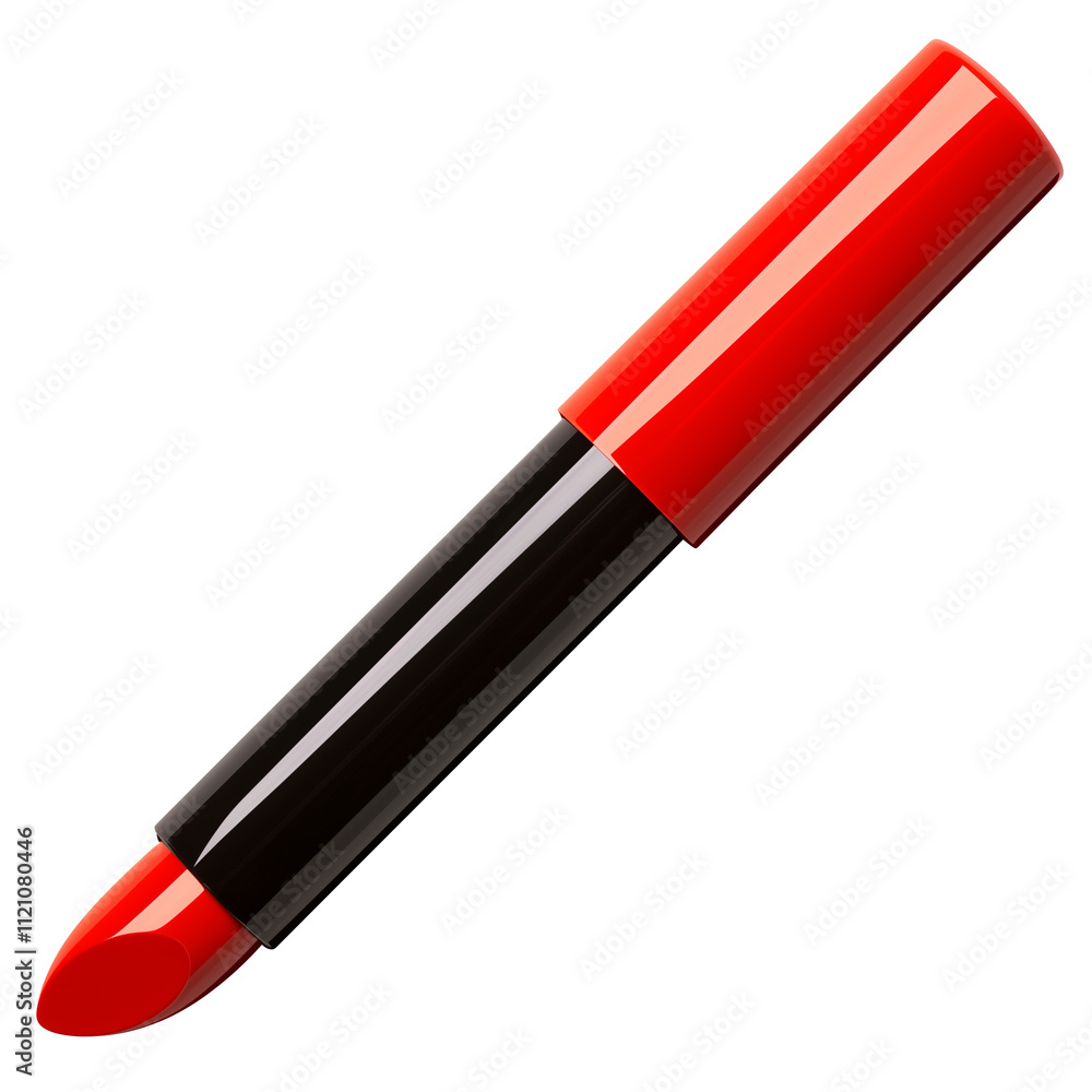 Aufkleber Red lipstick with sleek black and red casing isolated on transparency background