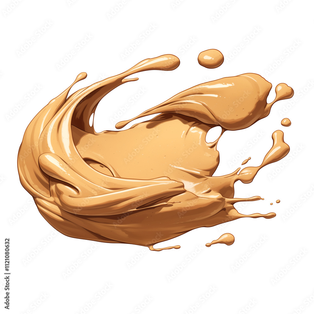 Poster splash of beige liquid foundation with smooth, creamy texture isolated on transparency background