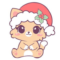 A cute Christmas-themed doodle of a cat