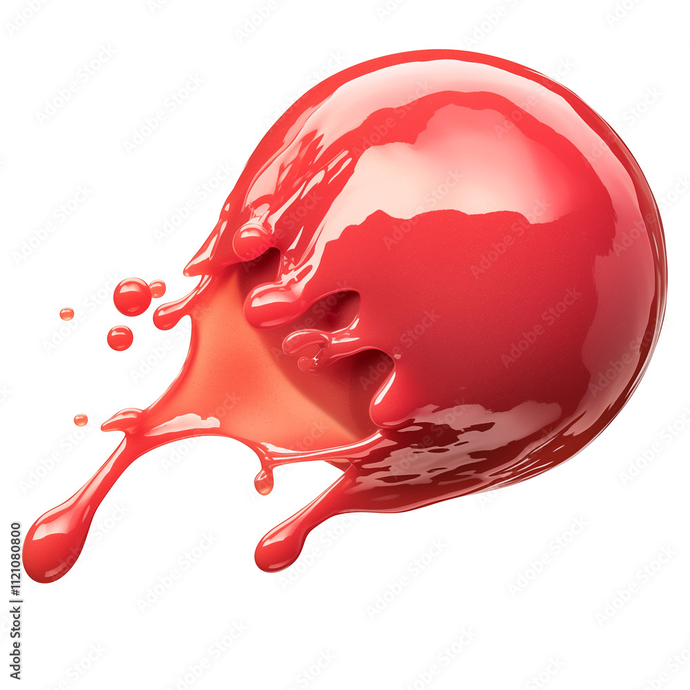 Poster glossy red cream blush splash isolated on transparency background, vibrant and dynamic