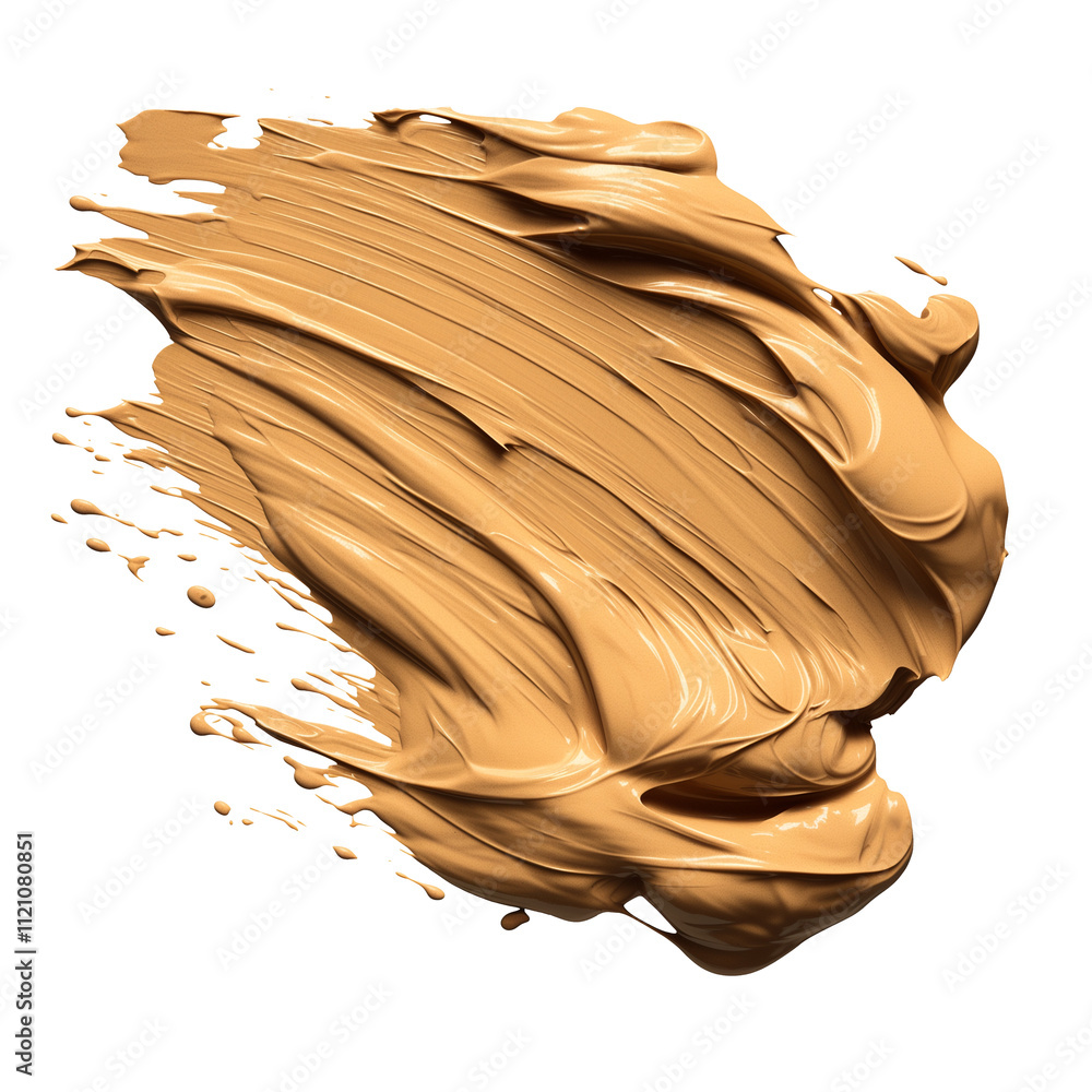 Poster creamy beige eyeshadow smear with smooth texture isolated on transparency background