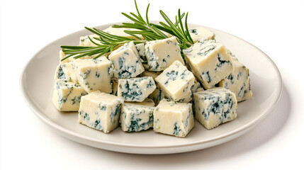 Delicious Blue Cheese Cubes with Rosemary Garnish