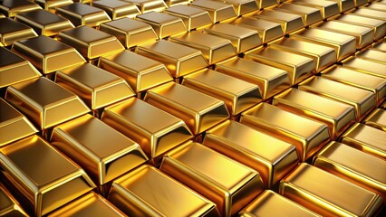Fototapeta premium rendering of gold bars on gold stack, luxury, wealth, investment, finance, banking, savings, precious metal, bullion, assets