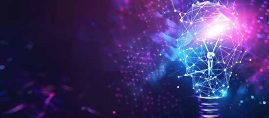 Obraz premium Abstract background with light bulbs with polygonal lines. Concept for business ideas, innovation, technology