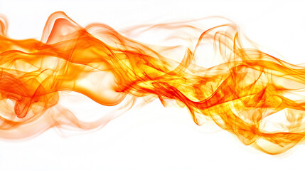 Abstract Orange Smoke Wave on White Background
