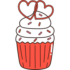 Valentine cupcake with hearts clipart