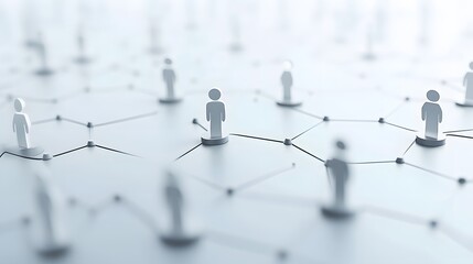 A sleek layout of networking symbols, digital tools, and organizational nodes for modern workplaces. White background. No shadow