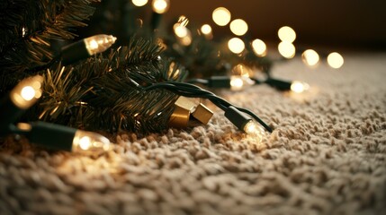 Warm Christmas Lights on Fluffy Carpet
