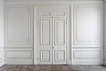 minimal antique door, entry – painted white (generative AI)