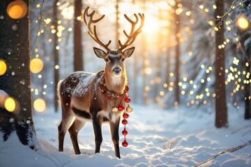 christmas deer with a snowflake