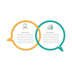 Infographic two overlapping circles design template. Business presentation, Marketing, Strategy and Planning. Vector Illustration.