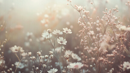 Soft Focus Floral Meadow  Delicate Wildflowers at Dawn