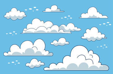Fototapeta premium clouds at blue sky in cartoon style