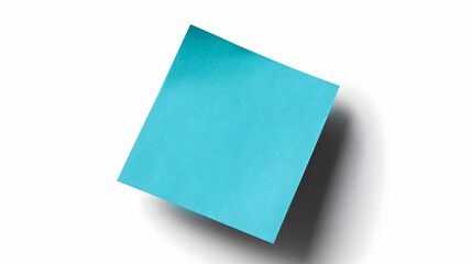 Blank Sticky Fountain Blue Paper Note with Shadow on White Background &ndash; Perfect for Stationery, Productivity Concepts, Office Branding, Stationery, E-commerce, Ads, Blogs, Social Media, Presentations