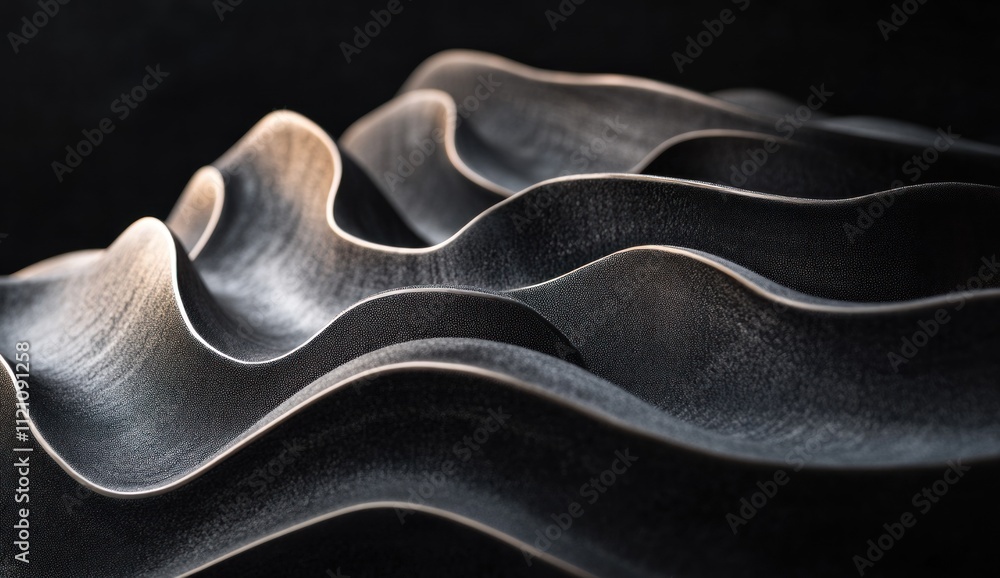 Poster abstract dark metallic waves texture background.
