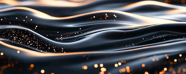 Smooth and tranquil water surface with shimmering diagonal light streaks, incorporating a subtle luxury vibe for a festive banner. generative AI