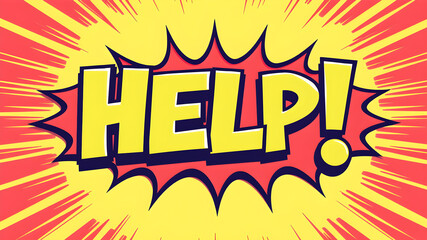 Help Comic book style vector illustration pop art word background. Generative AI