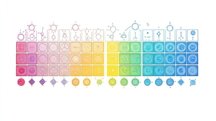 Highly detailed vector periodic table, all elements clearly labeled, crisp lines, isolated on white background