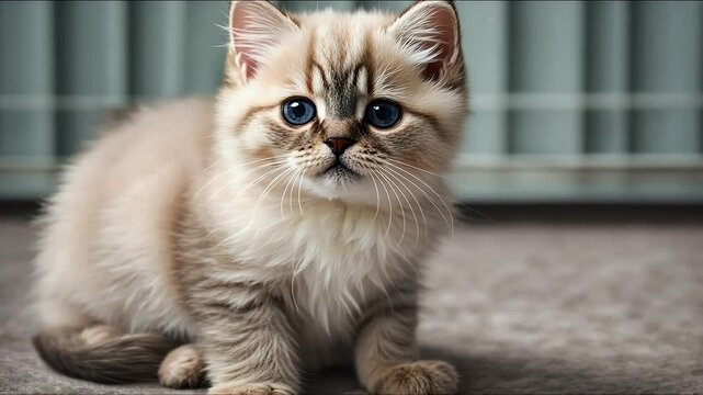 cute persian seal colourpoint kitten sitting frontal 4k cat pet animal olated white breed blue eye long hair colours brown paw coloured himalaya tail beautiful domestic fur fluffy little look mammal