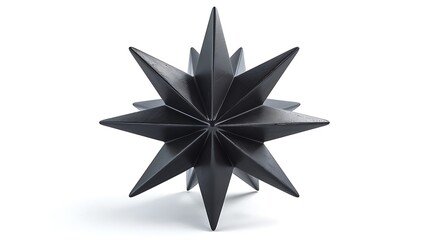 Obraz premium Stylish black star-shaped object with a matte finish on white.