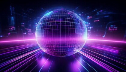 Fototapeta premium Futuristic digital globe with neon effects.