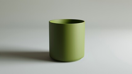 Stylish green cylinder with matte finish on white.