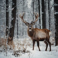 Fototapeta premium deer in the snow