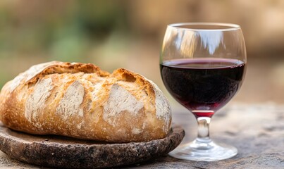  peice of bread and a old goblet of wine , Generative AI