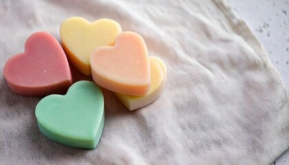 Obraz premium 3D Rendering of Heart-Shaped Candies, Symbolizing Love and Sweetness with Colorful and Playful Designs