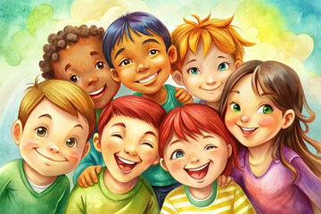 Fototapeta premium group of children with a smile