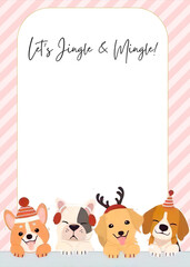 Fototapeta premium Christmas Dog Pet Party Invitation Background Template Blank