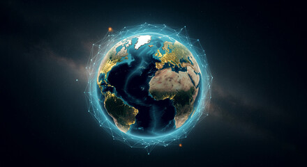 Fototapeta premium Realistic Earth from space showing continents and oceans with a focus on North America, showcasing natural beauty