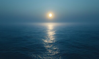 Obraz premium the ocean, moon lit and a thin fog, Generative AI
