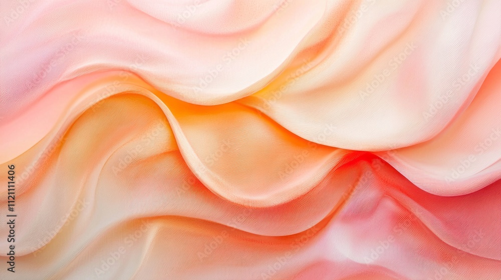 Poster Flowing textures in shades of peach and cream create a serene atmosphere, evoking feelings of warmth and comfort. The delicate fabric invites a sense of tranquility and softness